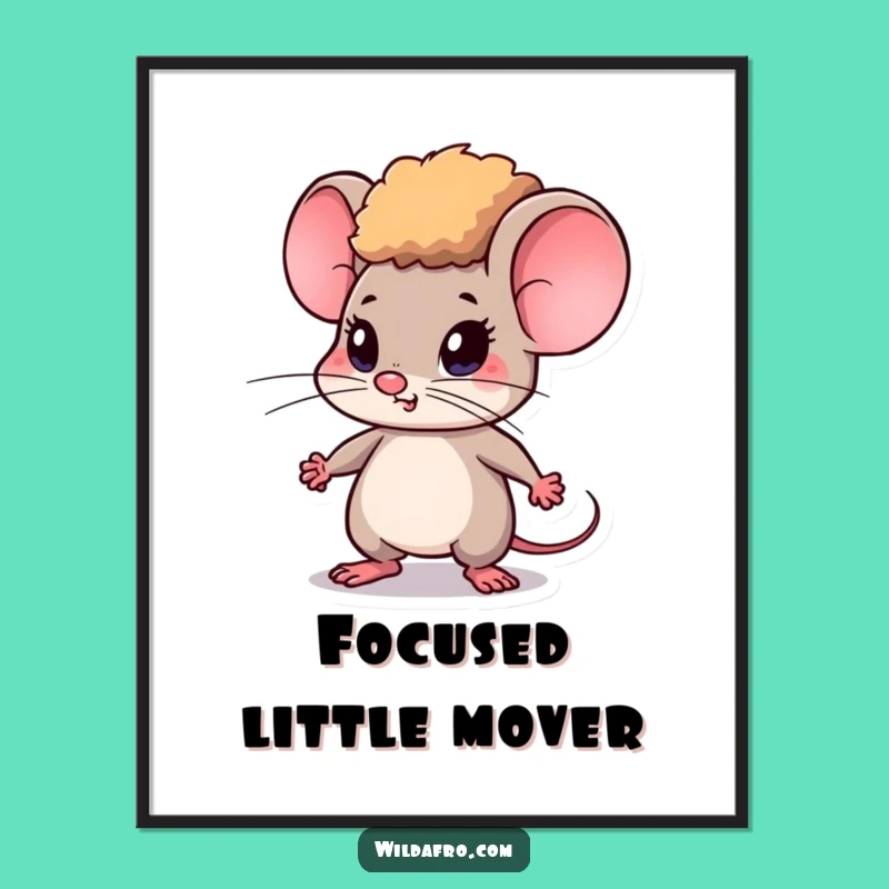 Funny Determined Mouse Afro Digital Art - Instant Motivation