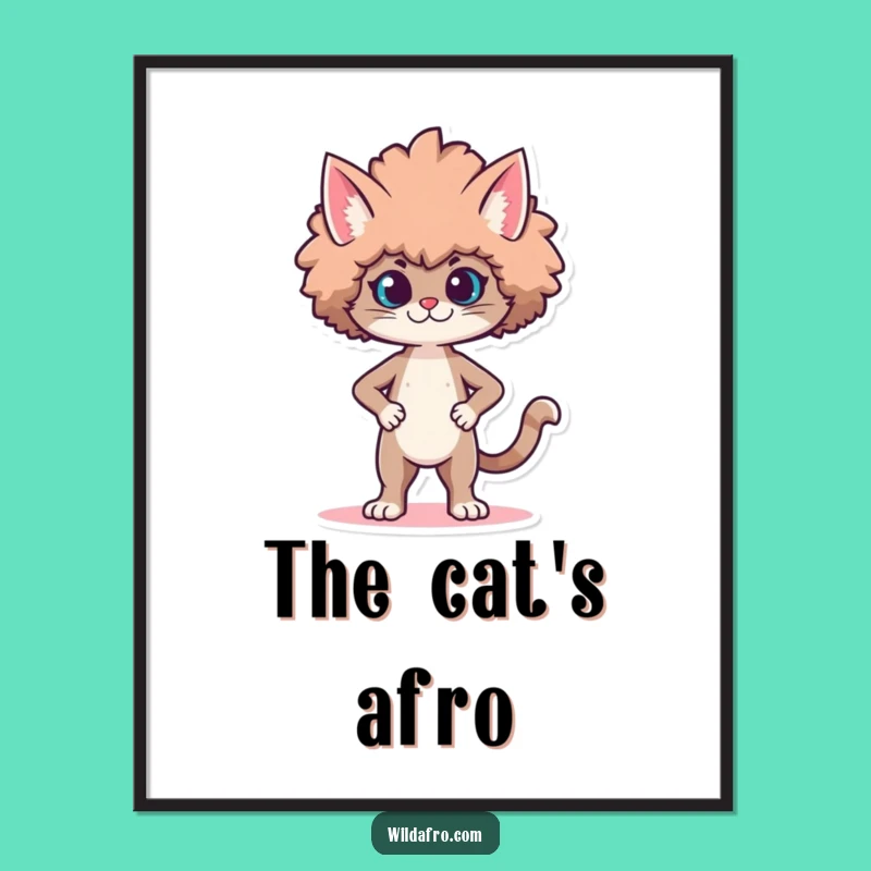 Funny Cat Afro Print: Proud Character Strutting Afro for a Stylish Gift