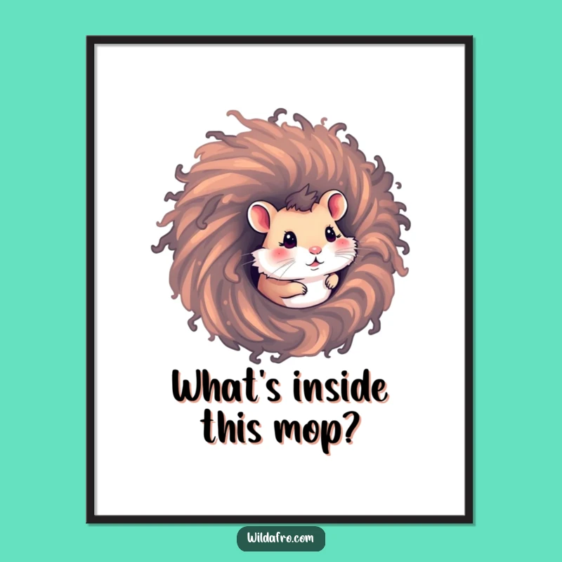 Funny Hamster Afro Digital Print: Quirky Hamster Art for Instant Decor