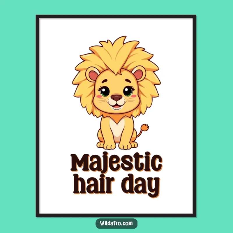 Funny Lion Afro Mane Digital Print: Hilarious Instant Regal Decor