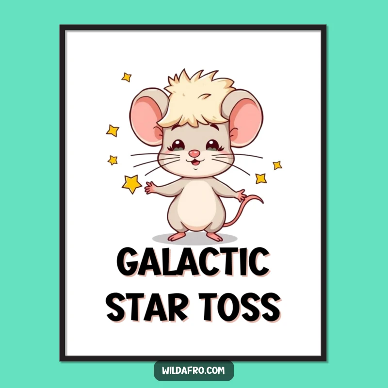 Funny Mouse Juggling Stars Digital Art - Instant Cosmic Decor for Your Space