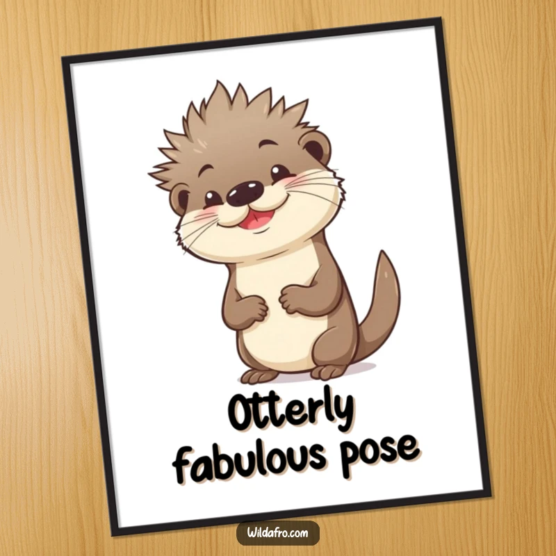 Funny Otter Digital Art Print with Spiky Afro and Confident Pose - Instant