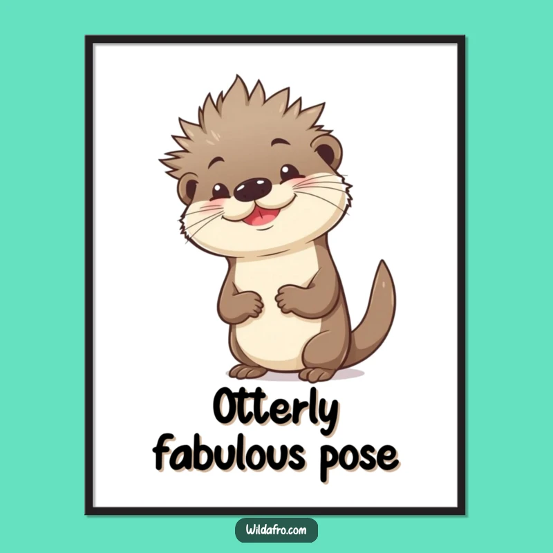 Funny Otter Spiky Afro Digital Art - Instant Downloadable Cool Art, Gift