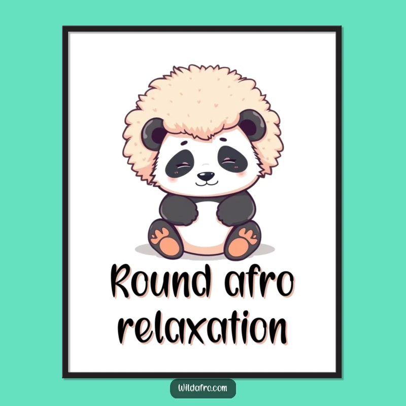 Funny Panda Afro Digital Art: Contented Character Decor with Magnificent Whimsy