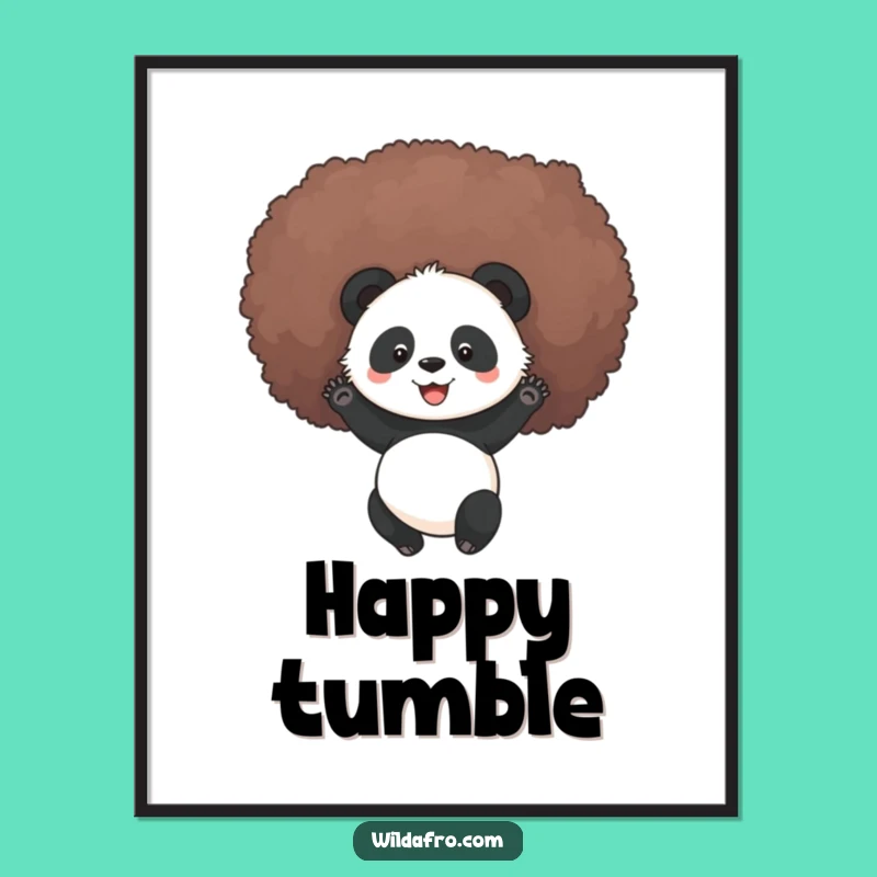 Funny Panda Afro Roll Digital Art: Instant Joyful Decor for a Hilarious Home!