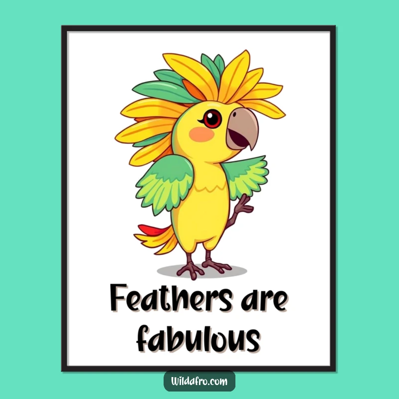Funny Parrot Afro Print: Dancing Character Flaunting Vibrant Afro for a Fun Gift