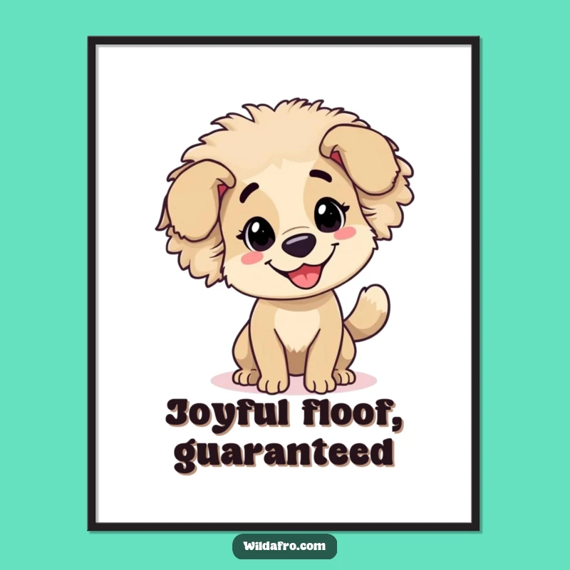 Funny Dog Afro Digital Art - Cheerful Wagging Tail Downloadable Print, Gift