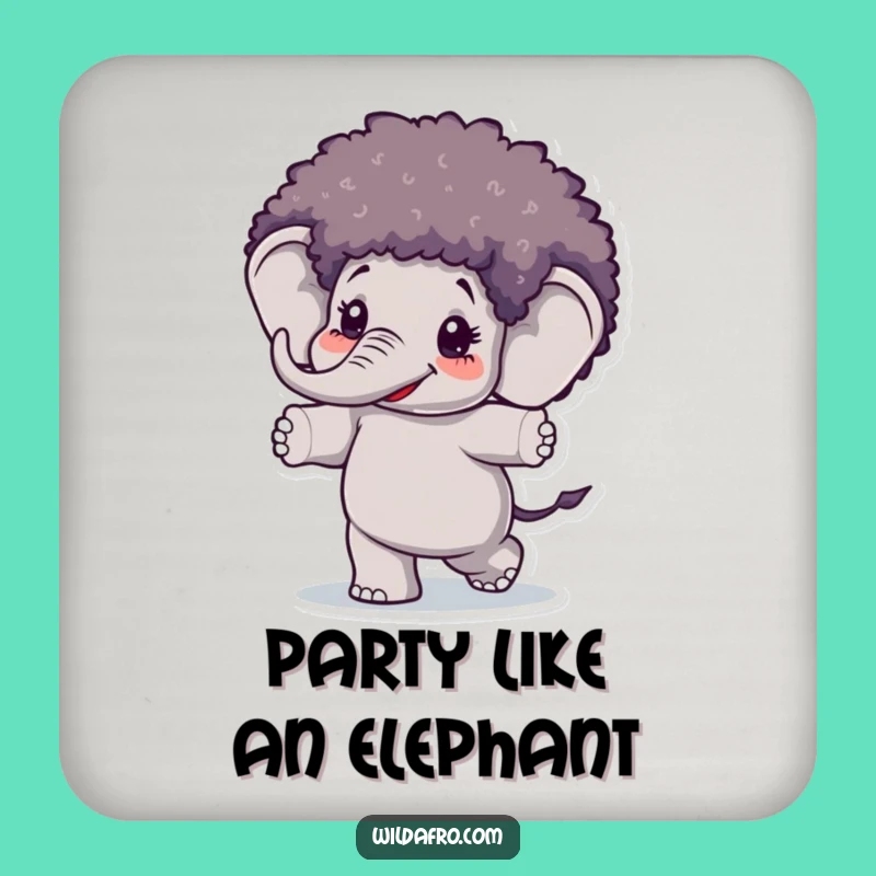 Don't Spill the Beat Elephant Afro Wig Coasters - Funny Gift for Party Hosts!