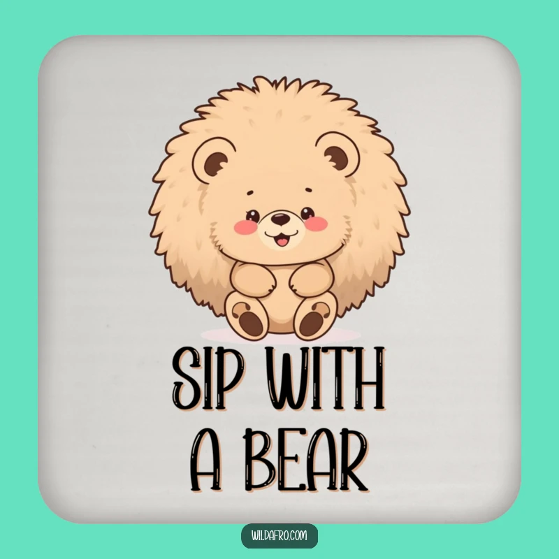 Funny Bear Afro Coasters: Protect Surfaces with Cozy Hiding Fun