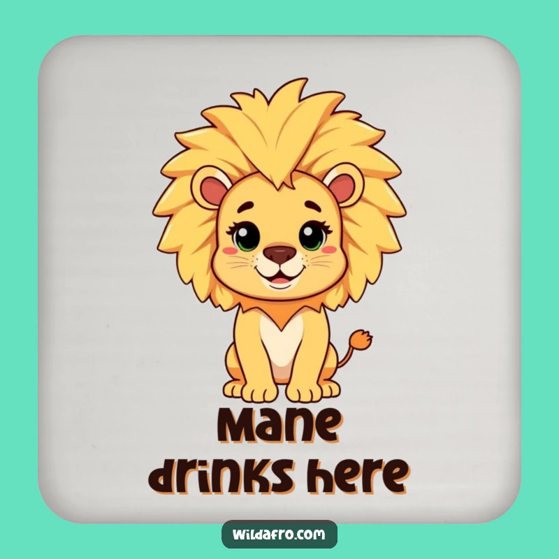 Funny Lion Afro Mane Coaster: Hilarious Tabletop Royalty