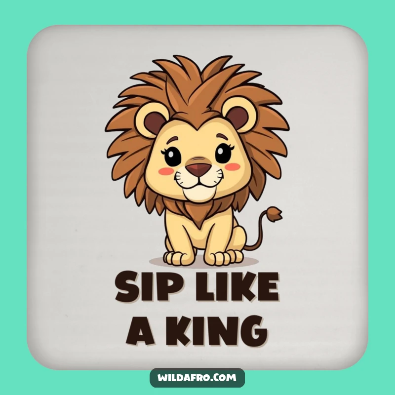 Funny Lion Coaster: Afro Flair, Perfect Funny Gift for Tables