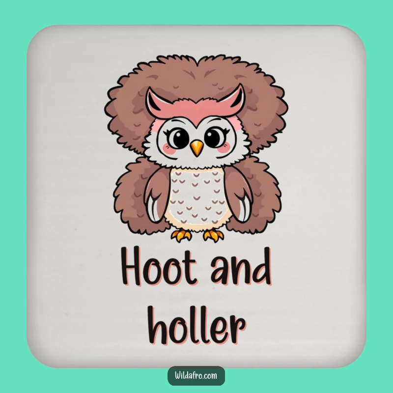 Funny Owl Afro Coasters: Playful Character On Top Set Gift