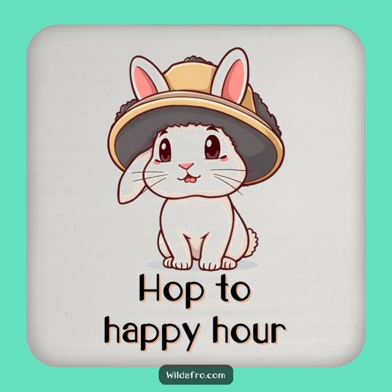 Funny Rabbit Afro Hat Coasters: Protect Surfaces with Bunny Charm