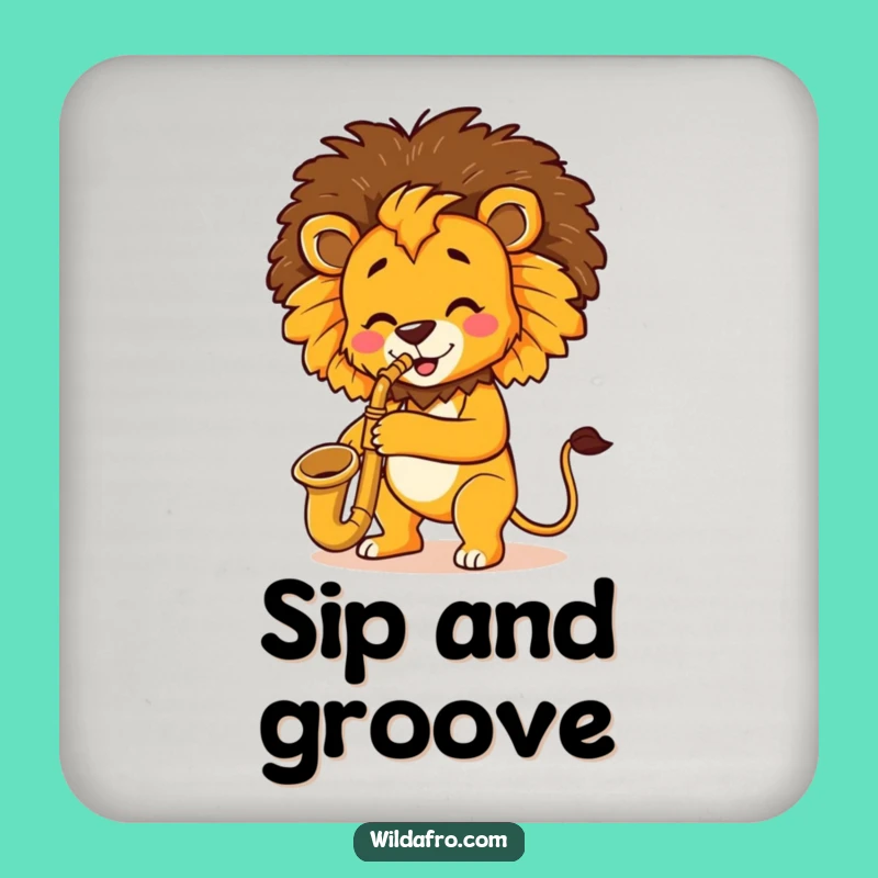 Protect Surfaces Lion Saxophone Afro Coasters - Funny Gift for Music Lovers!