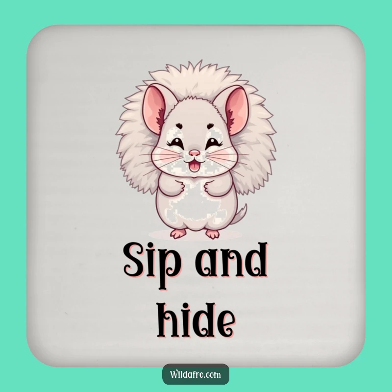 Funny Chinchilla Afro Coaster: Giggling Character Hiding for a Cute Gift