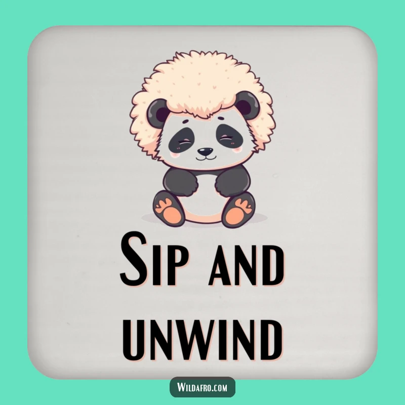 Funny Panda Afro Coaster Set: Contented Character Protection with Magnificent Charm