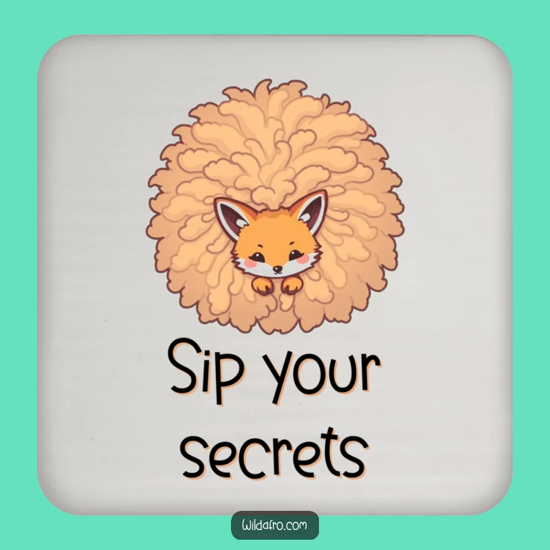 Funny Fox Afro Coaster: Protect Surfaces with Mystery!