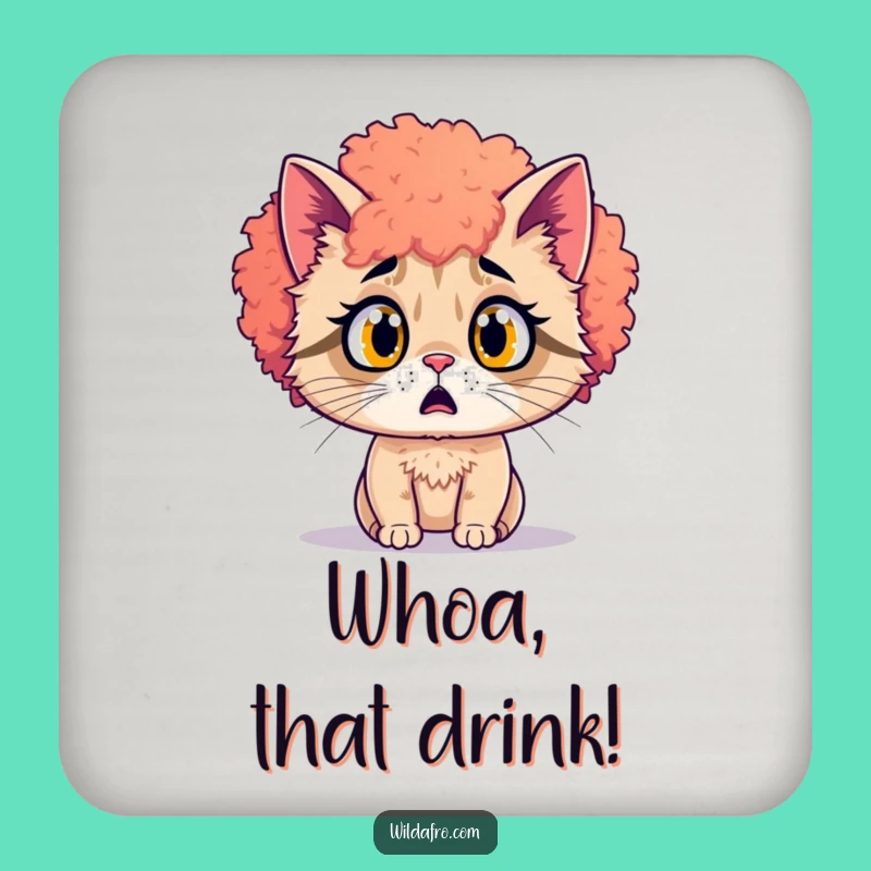 Funny Cat Afro Coaster - Protect Surfaces with Shocking Fun Gift