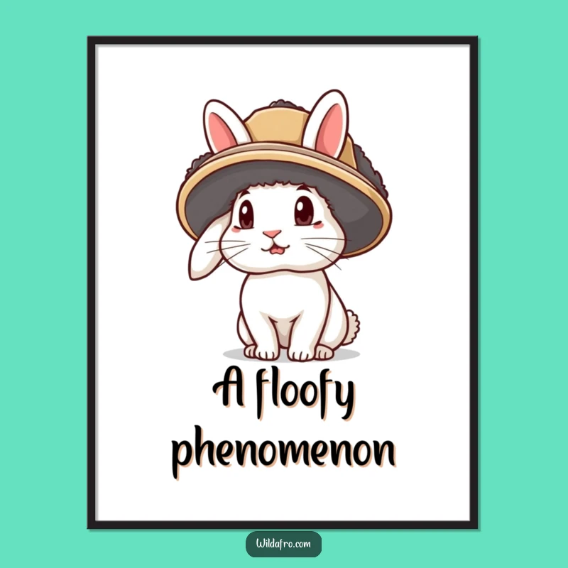 Funny Rabbit Afro Hat Poster: Adorable Bunny Art with a Hilarious Twist