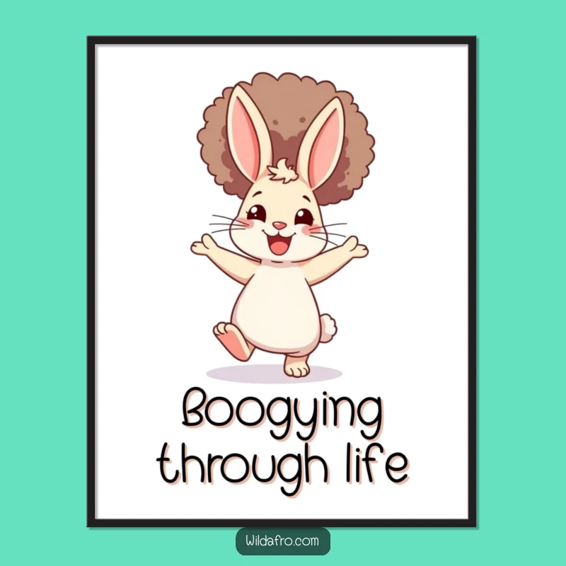Funny Rabbit Afro Dancer Poster: Vibrant Wall Art for Joyful, Groovy Decor