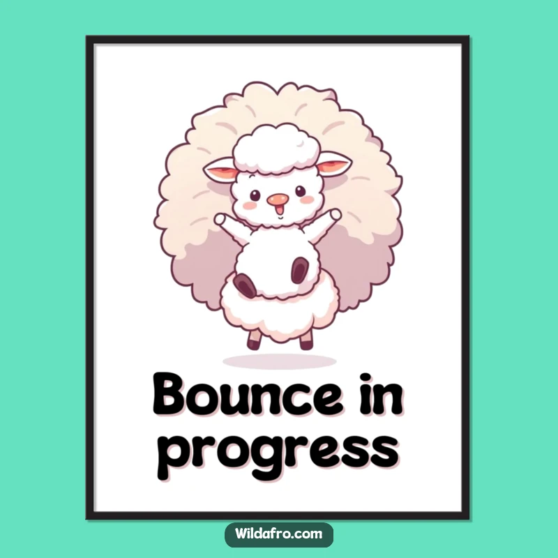 Funny Sheep Afro Puff Poster: Hilarious Retro Inspired Art