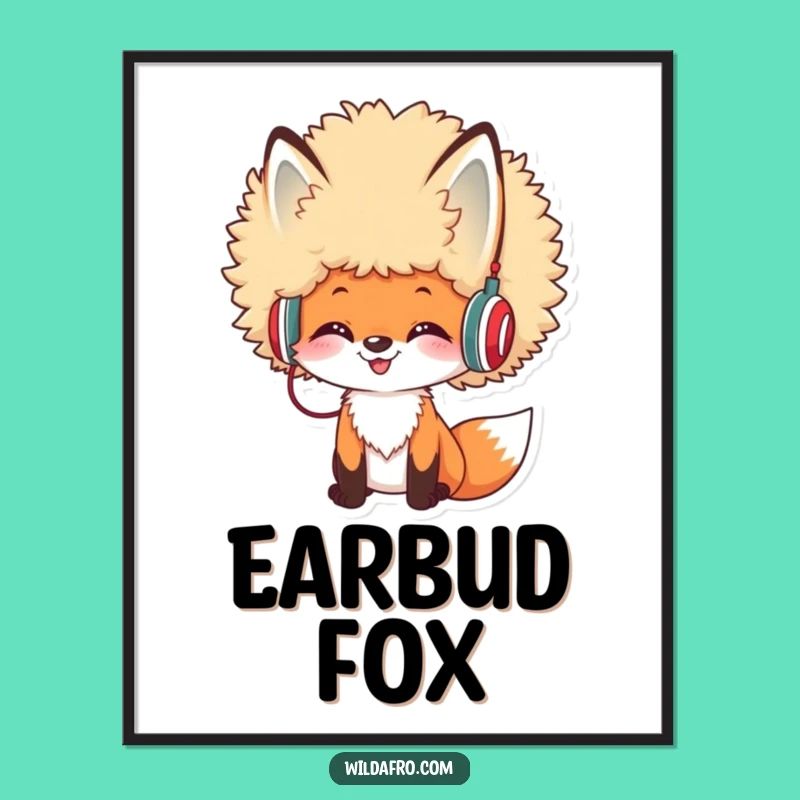 Funny Afro Fox DJ Poster: Humorous Wall Art, Perfect Gift for Music Fans
