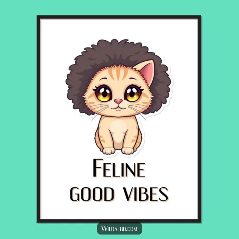 Funny Cat Afro Poster: Bring Retro Vibes to Your Walls
