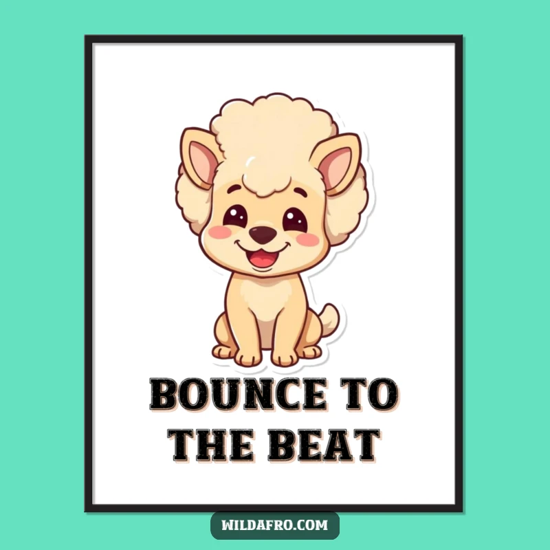 Funny Dog Afro Poster - Joyful Canine Art Print, Unique Gift Idea