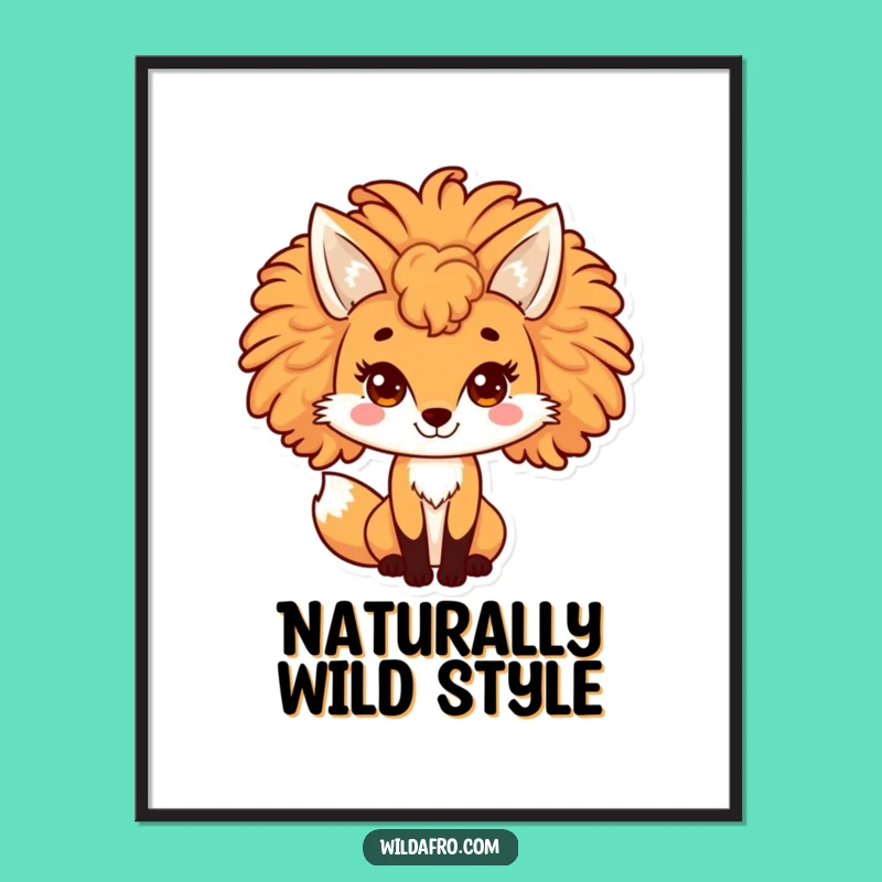 Funny Fox Afro Poster - Playful Vixen Art Print, Unique Gift Idea