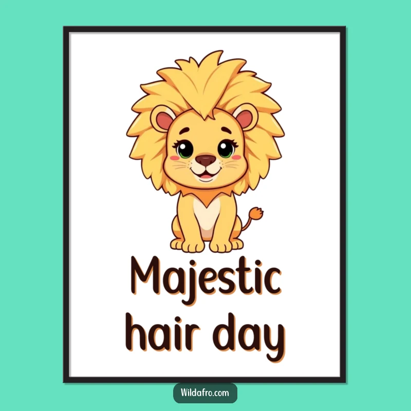 Funny Lion Afro Mane Poster: Hilarious Majestic Wall Art