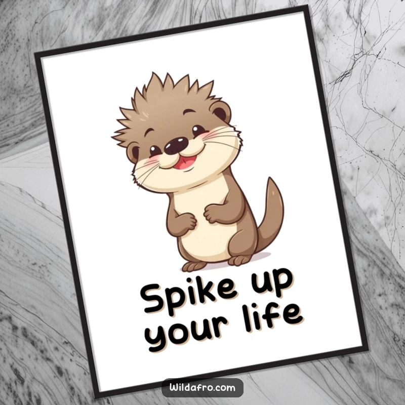 Funny Otter Poster with Spiky Afro and Confident Pose - Cool Wall Art