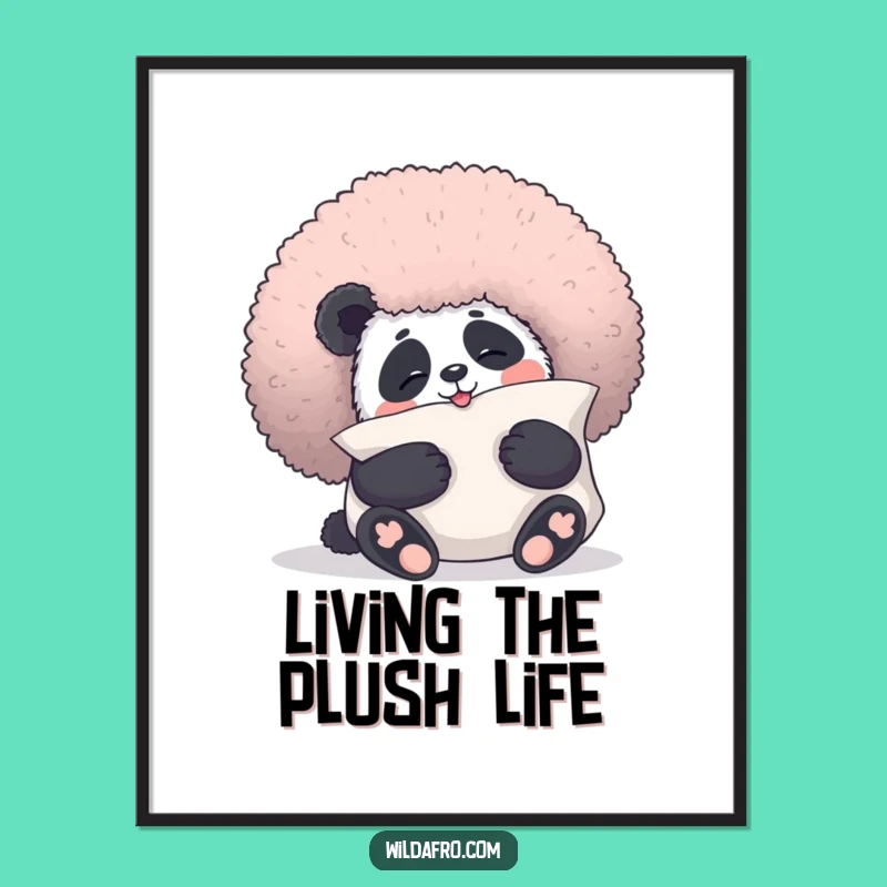 Funny Panda Afro Poster: Adorable Hugging Panda Art for Walls