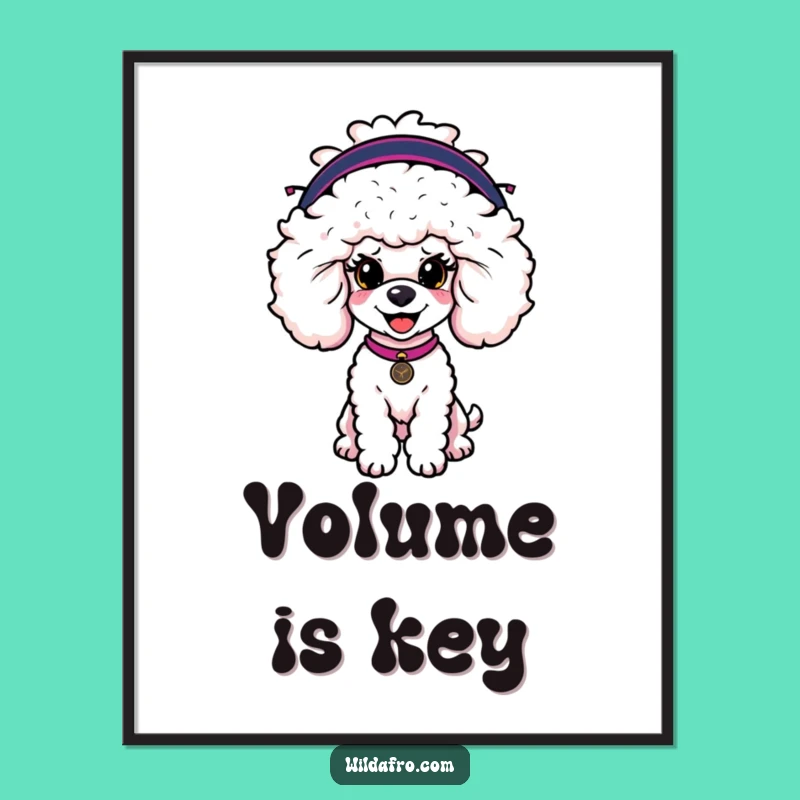 Funny Poodle Afro Wig Poster: Adorable Canine Art with a Hilarious, Chic Twist