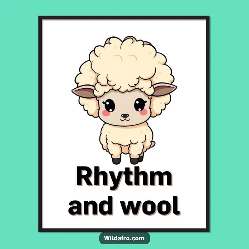 Funny Sheep Afro Poster - Cute Wall Art & Gift