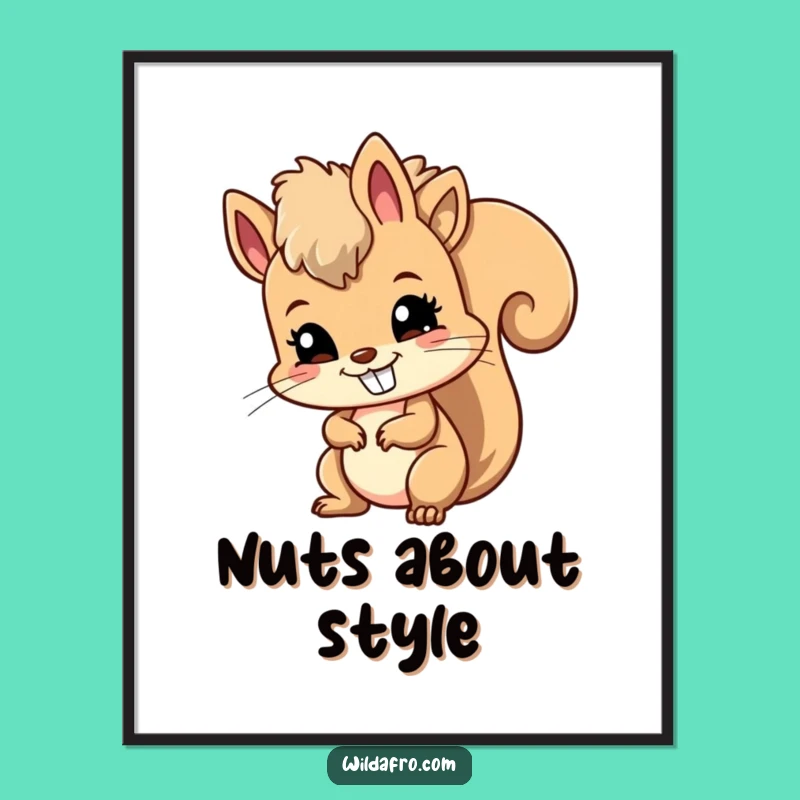 Funny Squirrel Afro Poster: Brighten Your Walls with this Hilarious Art Print