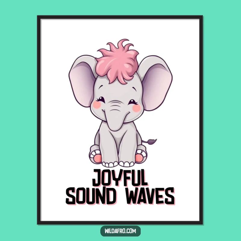 Funny Elephant Afro Trumpet Poster - Joyful Wall Art Gift