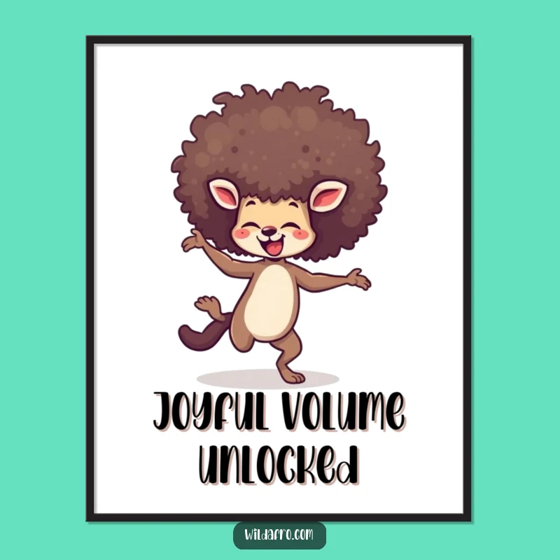 Funny Poster: Agile Animal Dances with Joyful Towering Afro Art!