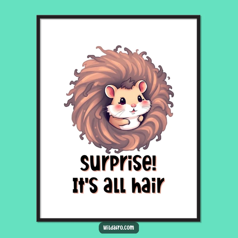 Funny Hamster Afro Poster: Quirky Hamster Art for Your Walls