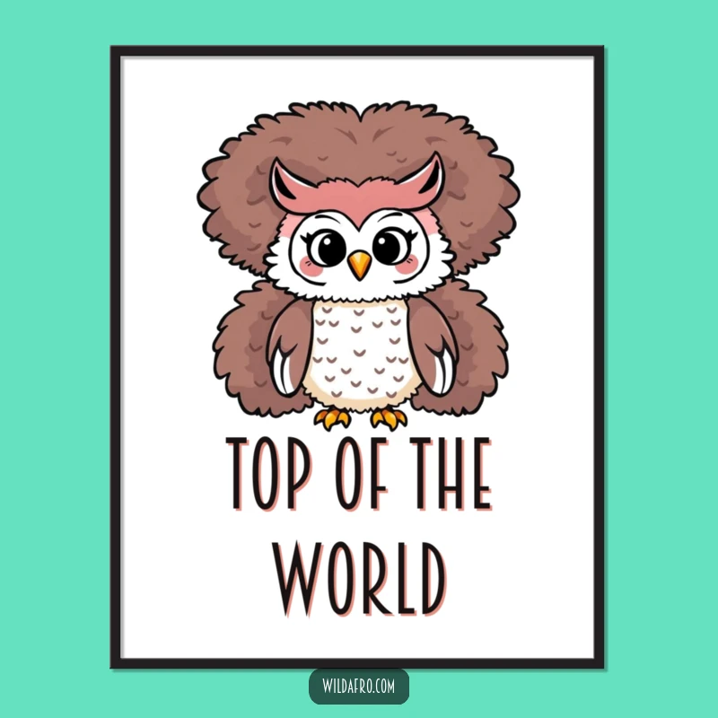 Funny Owl Afro Poster: Playful Character On Top Art Gift