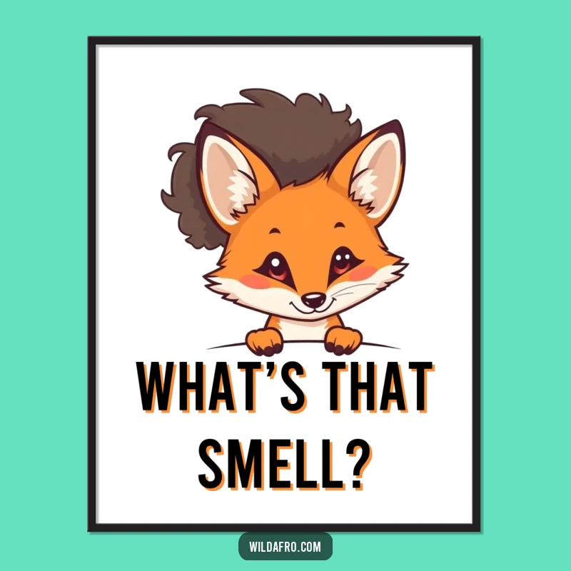 Funny Fox Afro Poster - Sly Feline Wall Art for Curious Souls