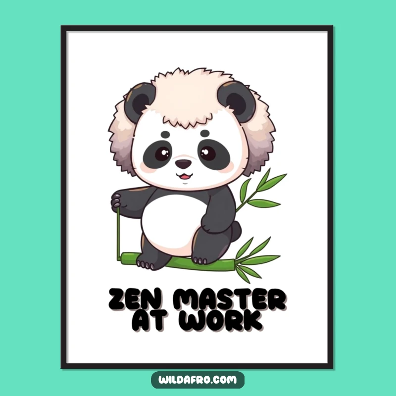Funny Panda Afro Bamboo Balance Poster - Inspiring Wall Art Gift