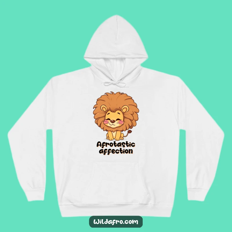 Funny Lion Afro Kiss Hoodie, Groovy Sweatshirt, Hilarious Retro Gift Idea
