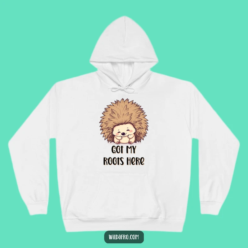Cozy Funny Hedgehog Afro Hoodie: Warm & Humorous Animal Lover Gift