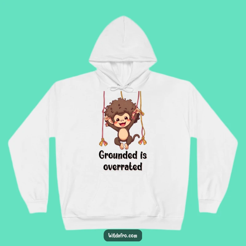 Cozy Funny Monkey Afro Yarn Swing Hoodie - Warm Humor Gift