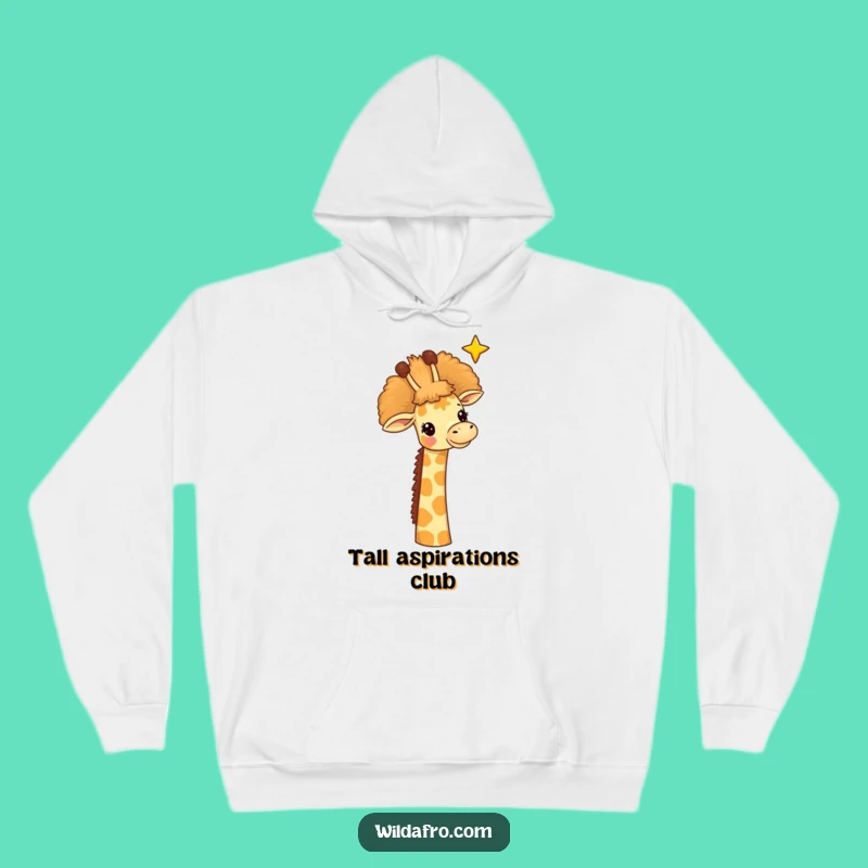 Funny Giraffe Afro Star Hoodie, Whimsical Sweatshirt, Hilarious Dreamer Gift Idea