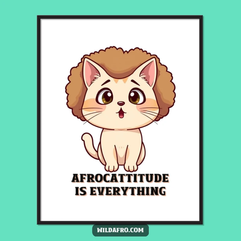 Funny Free Printable Wall Art: Shocked Cat Afro - Hilarious Decor