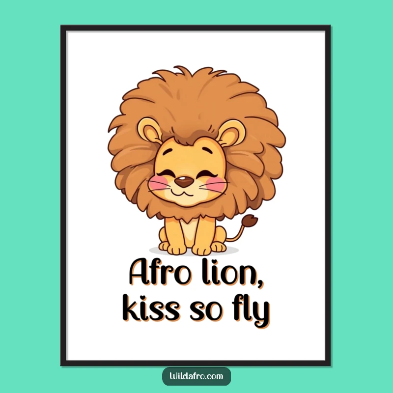 Free Printable Lion Wall Art: Afro Kisses Downloadable for Bold Home Decor