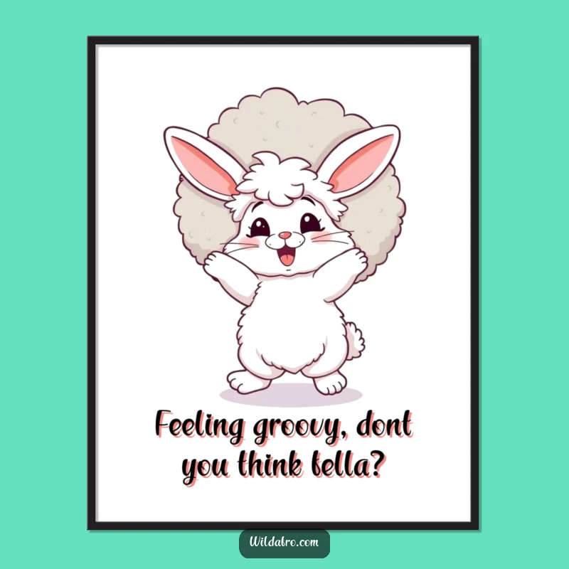 Free Printable Bunny Wall Art: Dancing Afro Downloadable Decor, Funny Gift