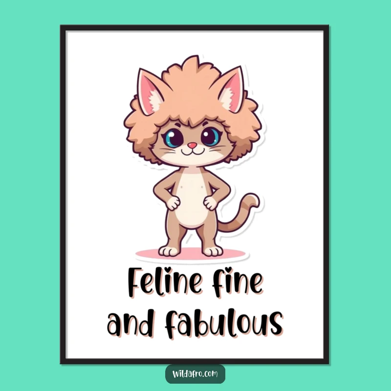 Free Printable Wall Art: Proud Cat Afro, Stylish Downloadable Decor Piece