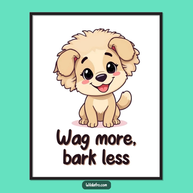 Free Printable Wall Art: Funny Dog Afro Wag, Whimsical Downloadable Decor Gift
